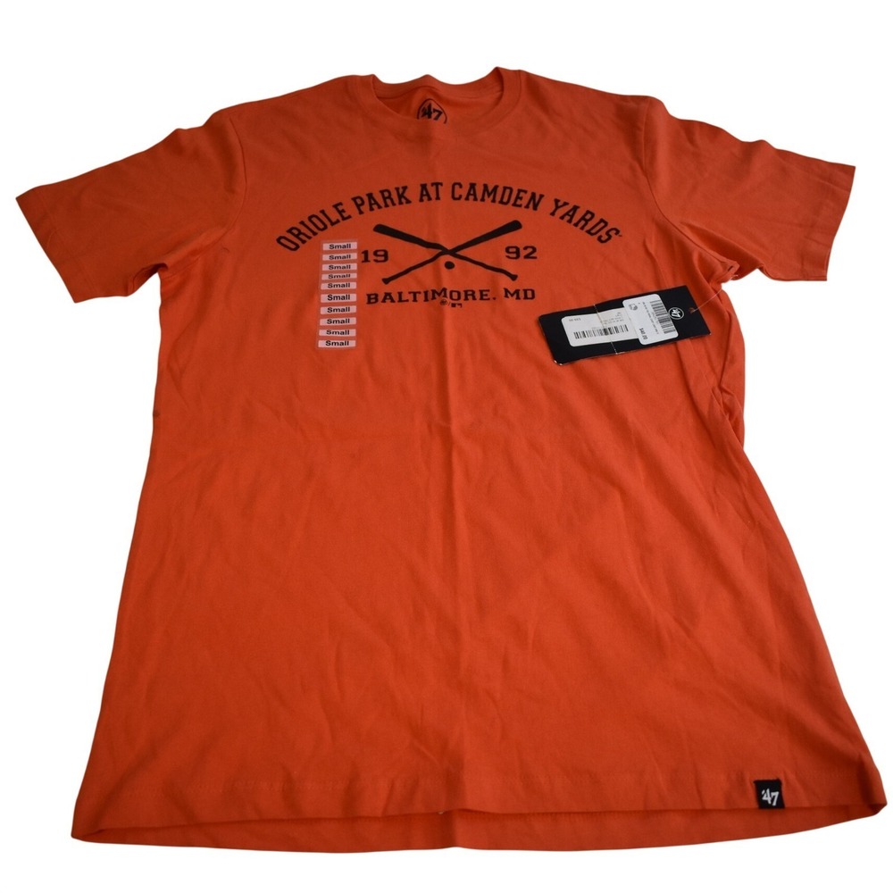 '47 Brand Baltimore Orioles Men's Small T-Shirt Baseball Orange 100% Cotton MLB